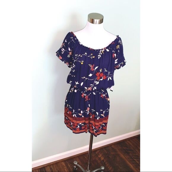 Floral Off the Shoulder Romper NWT - Picture 3 of 5